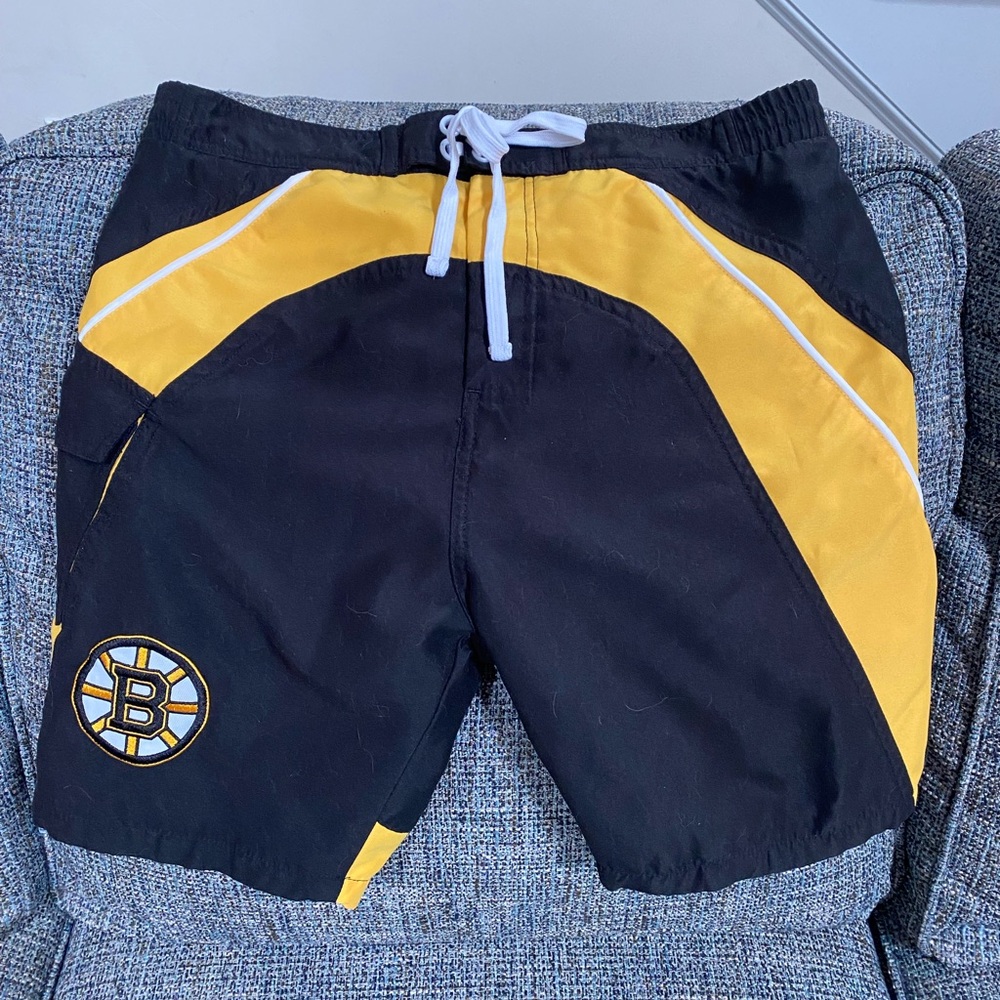 Boston Bruins Hockey Black & Gold Swim Trunks, Size Youth Large, From Calhoun